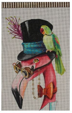 Flamingo w/Green Parrot