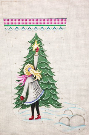 Girl w/Christmas Tree Stocking