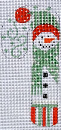 Red Pom Pom Snowman Candy Cane