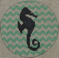 Seahorse on Chevron - Navy/Seafoam