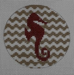 Seahorse on Chevron - Red/Khaki