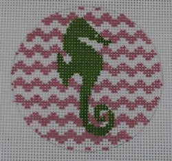 Seahorse on Chevron - Green/Pale Pink