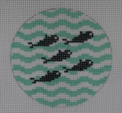 5 Little Fish on Wave -  Navy/Seafoam