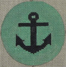 Anchor on Solid Background - Navy/Seafoam