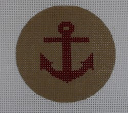 Anchor on Solid Background - Red/Khaki