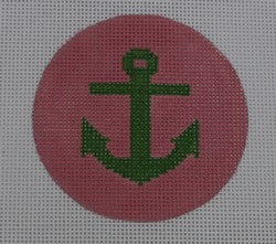Anchor on Solid Background - Green/Pale Pink