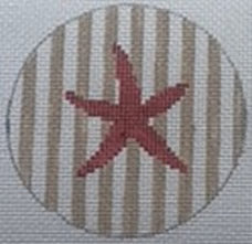 Starfish on Stripe - Red/Khaki