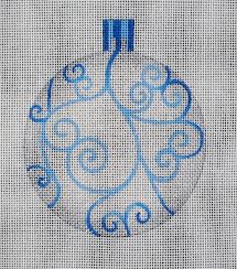 Silver w/Blue Scroll Christmas Ball