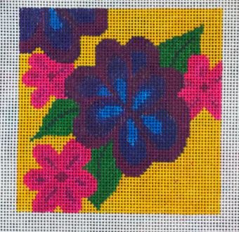 Purple/Pink Flowers Yellow b/g