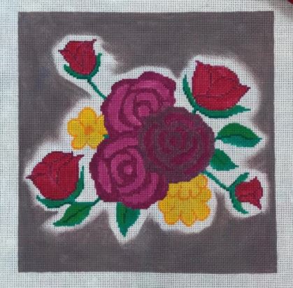 Roses/Daisies Gray b/g