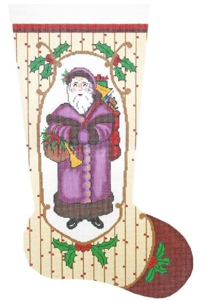 Old Time Santa/Purple Stocking