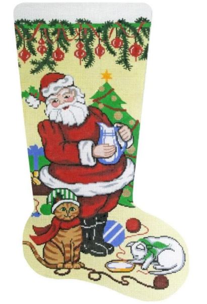 Santa w/Kittens Stocking