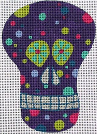 Purple Dot Sugar Skull Ornament