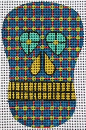 Teal Sugar Skull Ornament