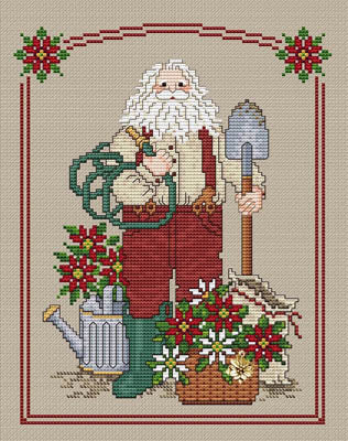 Poinsettia Santa (w/charm)