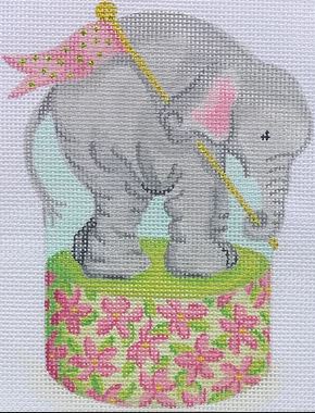 Baby Elephant on Floral Drum (January) 