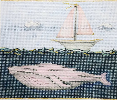 Pink Whale and Sailboat