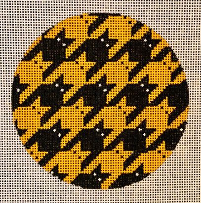 Houndstooth Kitty Black/Orange Ornament