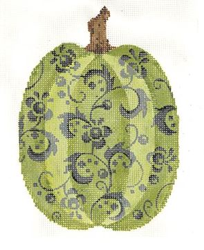 Tall Green Floral Pumpkin