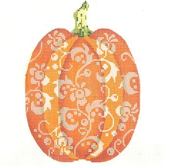 Tall Orange Floral Pumpkin