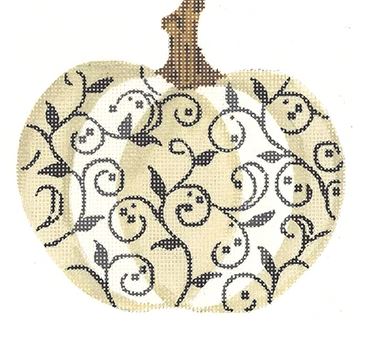 Ivory and Charcoal Scroll Pumpkin
