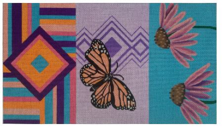 Butterfly/Cone Flower Tri-Fold Clutch