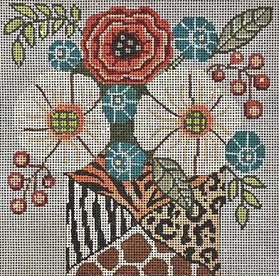 Flowers in Animal Print Vase