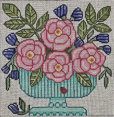 Roses in Teal Vase