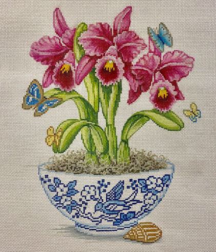 Fuschia Orchids in Vase