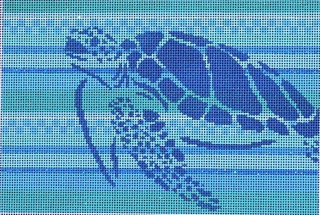 Sea Turtle Stencil/Stripes Clutch 