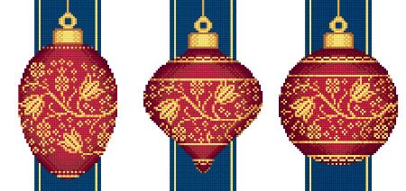 Red Faberge Christmas Ornaments Collection 2 (3 designs)