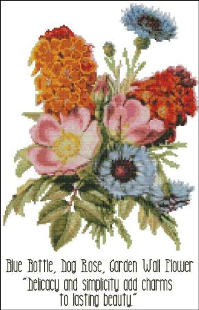Floral Emblems 05 - Blue Bottle, Dog Rose, Garden Wall Flower