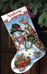 Snowman Gathering Stocking