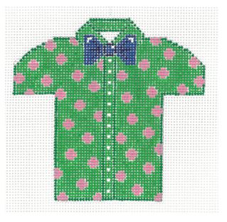 Mens Shirt - Green/Pink/Polka Dots w/Bowtie