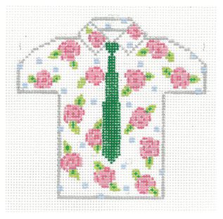 Mens Shirt - Roses w/Green Tie