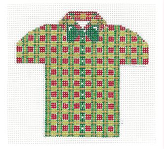 Mens Shirt - Christmas Plaid w/Green Bowtie
