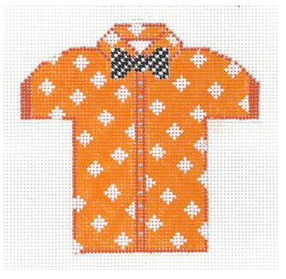 Mens Shirt - Orange w/Diamonds Black Bowtie