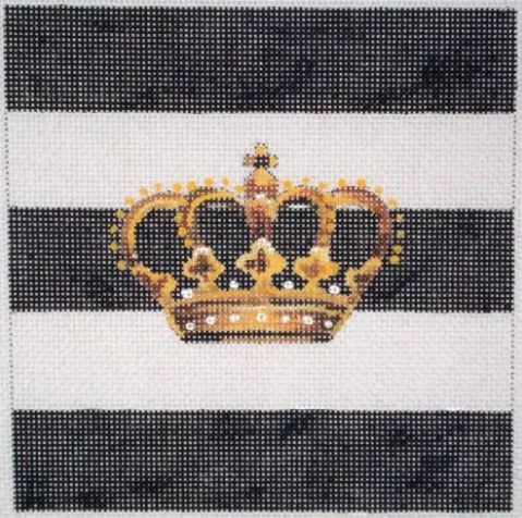 Crown on Black/White Stripes