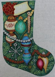 Green Stocking w/Ornaments