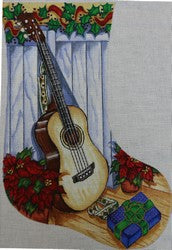 Guitar Stocking w/Poinsettia