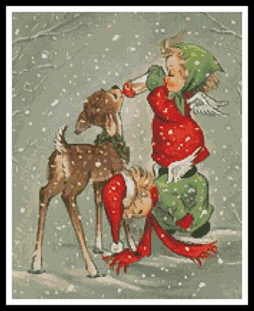Angels Feeding a Reindeer