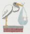 Stork w/Baby on Chimney Top 