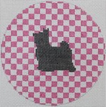 Maltese on Hot Pink Check