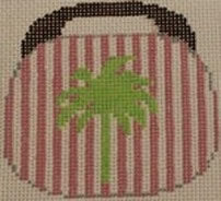 Palm Tree on Pine/White Stripe