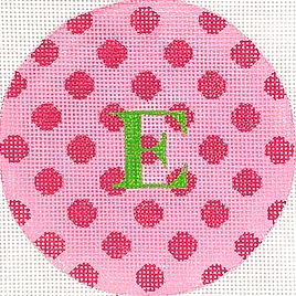 Pink w/Fuchsia Polka Dots Grass Green Letter 