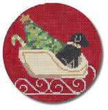 Black Lab in Sled w/Tree