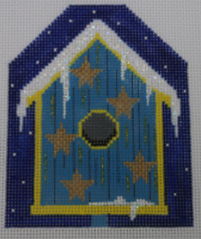 Blue Stars Bird House Ornament