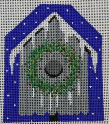 Gray/Wreath Bird House Ornament