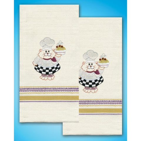Cat Chef Stamped Kitchen Towels