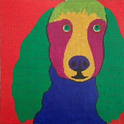 Long Ear Dog on Red 8x8